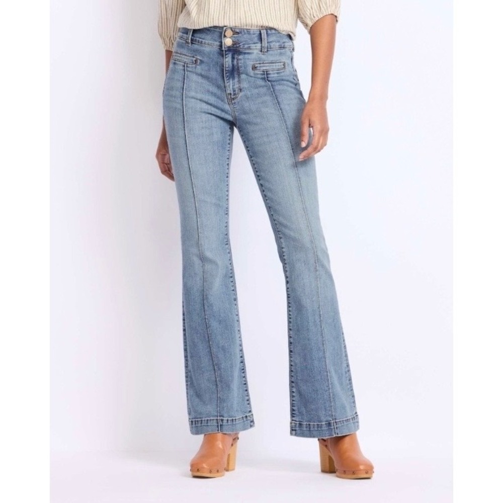 Kut from the Kloth Ana High Rise Flare Jeans Women 20W Blue Medium Wash Stretch